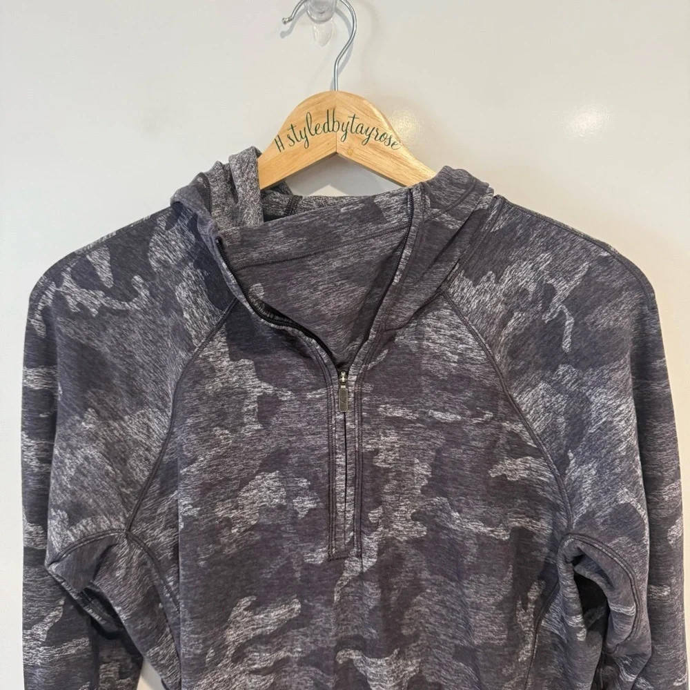 Lululemon Warm Stabilizer 1/2 Zip Hoodie Incognito Camo HTR Black